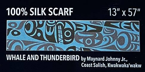 Maynard Johnny Jr. - Whale and Thunderbirds - 100% Silk Scarf