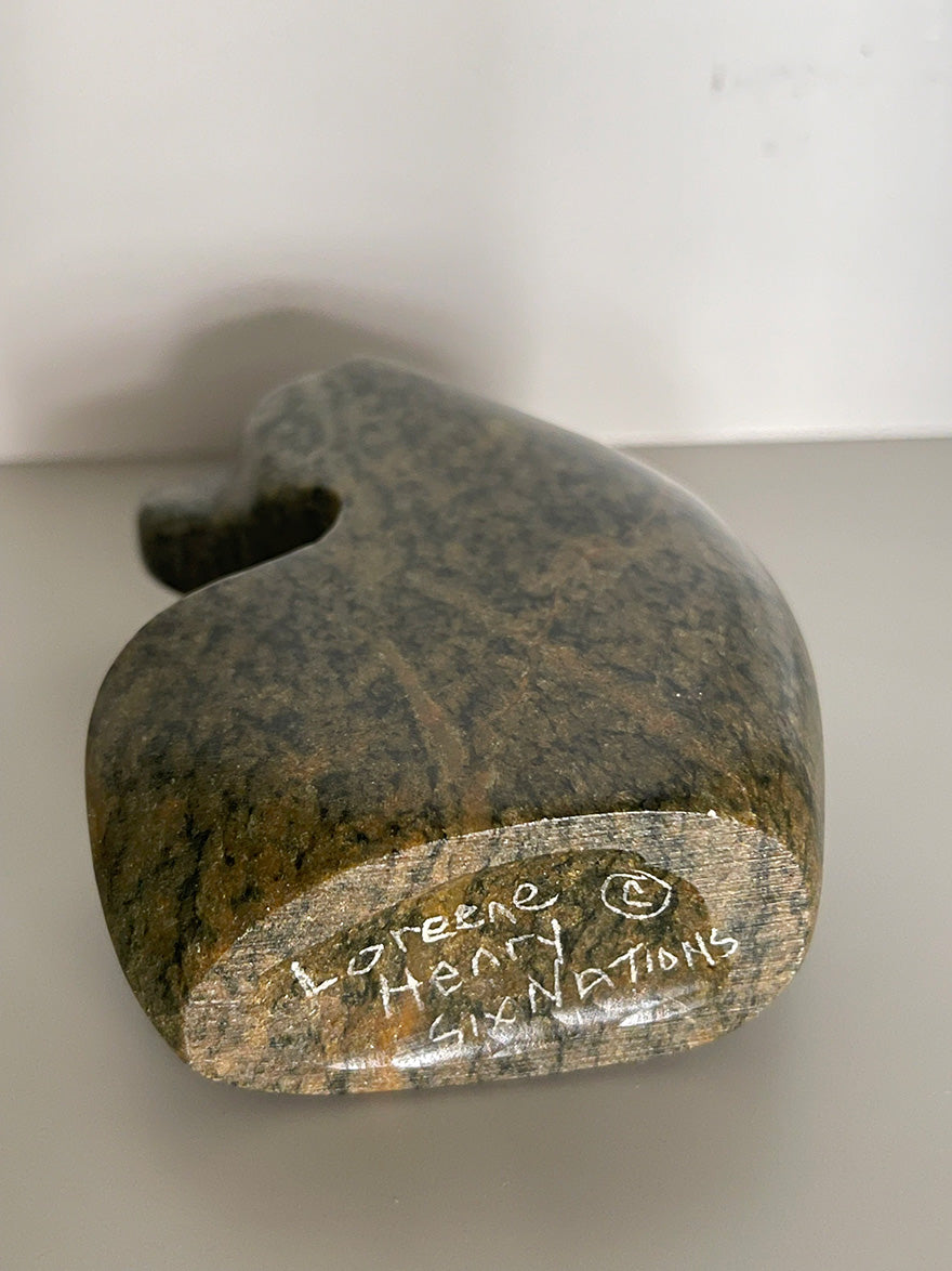 Loreene Henry - Bear - Carving - Dark Green