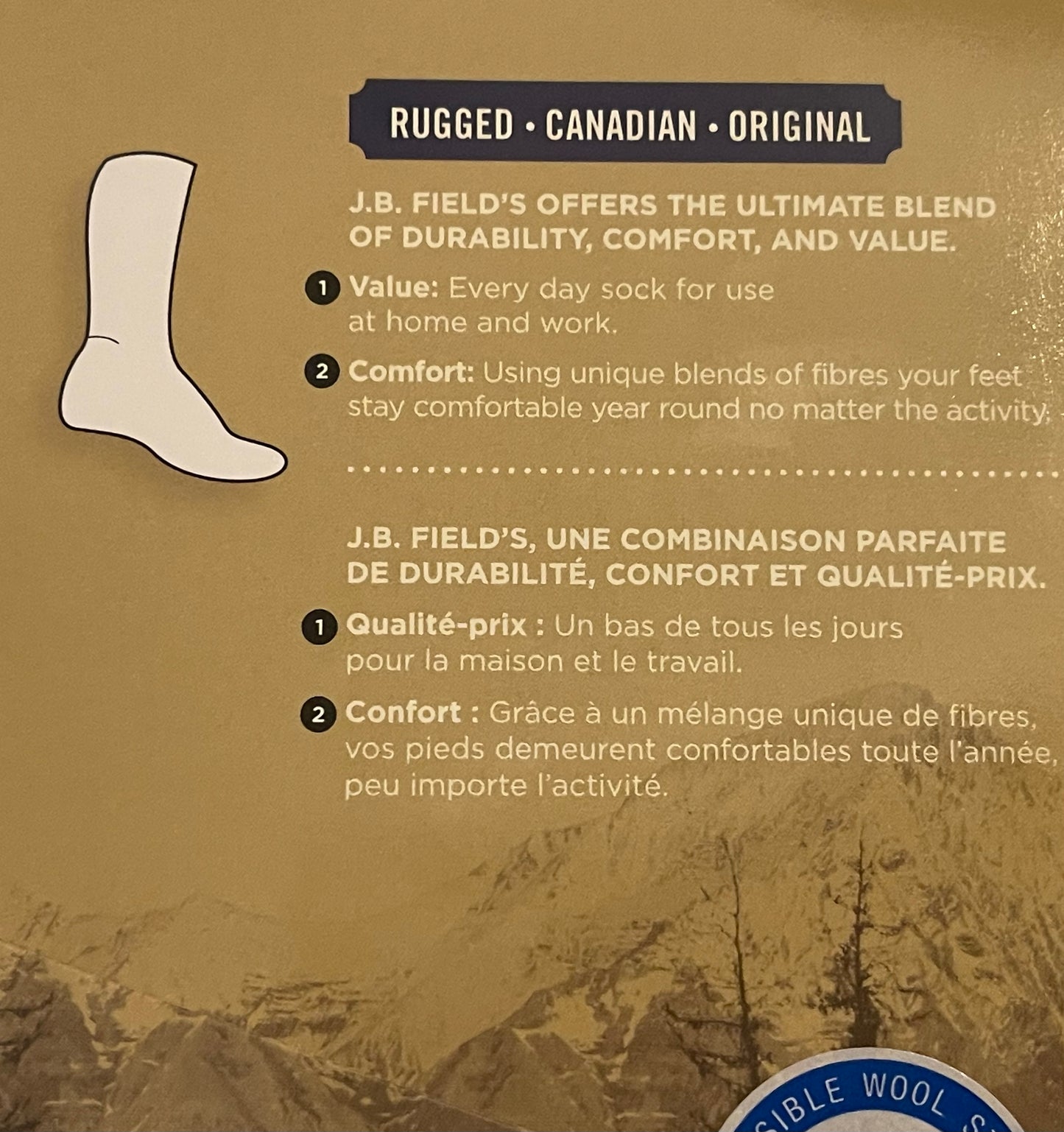 Chaussette en laine canadienne